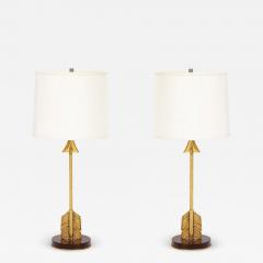 Maison Jansen Style Arrow Bronze and Mahogany Lamps - 2828342