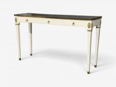 Maison Jansen Style Console Table White Painted Wood Mirror France 1970s - 4792293