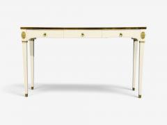 Maison Jansen Style Console Table White Painted Wood Mirror France 1970s - 4792295