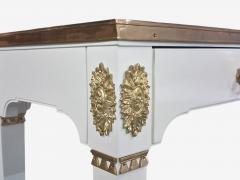 Maison Jansen Style Console Table White Painted Wood Mirror France 1970s - 4792298