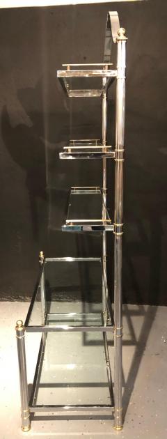 Maison Jansen Style Hollywood Regency tag re Bookcase Brass and Steel Design - 2918139