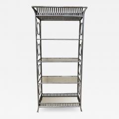 Maison Jansen Tall Etagere Silver Steel Glass Hollywood Regency Maison Jansen Style - 1957124