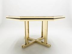 Maison Jansen Unique black lacquer and brass Maison Jansen dining table 1970s - 1679028