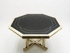 Maison Jansen Unique black lacquer and brass Maison Jansen dining table 1970s - 1679029