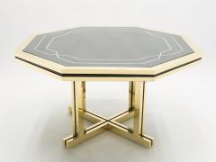 Maison Jansen Unique black lacquer and brass Maison Jansen dining table 1970s - 1679030