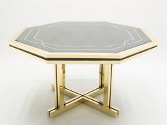 Maison Jansen Unique black lacquer and brass Maison Jansen dining table 1970s - 1679035