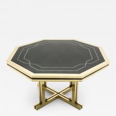 Maison Jansen Unique black lacquer and brass Maison Jansen dining table 1970s - 1679792