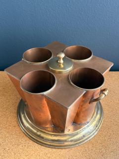 Maison Jansen Victorian Copper and Brass Wine Cooler Four Bottle Design 1970s - 4761525