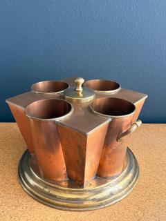 Maison Jansen Victorian Copper and Brass Wine Cooler Four Bottle Design 1970s - 4761575