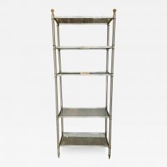 Maison Jansen Vintage Maison Jansen Brushed Steel Brass Etagere - 3463630