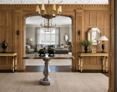 Maison Jansen attr Neoclassical Style Console Tables Carved Wood Black Marble - 4746722