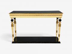 Maison Jansen attr Neoclassical Style Console Tables Carved Wood Black Marble - 4746723