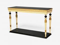 Maison Jansen attr Neoclassical Style Console Tables Carved Wood Black Marble - 4746725