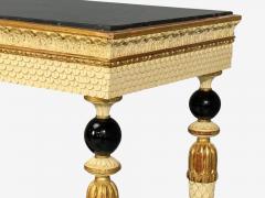 Maison Jansen attr Neoclassical Style Console Tables Carved Wood Black Marble - 4746732