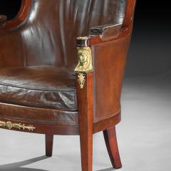 Maison Lalande PAIR OF 19TH CENTURY GILT BRONZE MOUNTED MOROCCAN LEATHERED ARMCHAIRS - 1747021