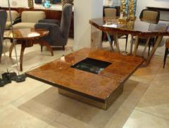 Maison Lancel Opening Cocktail Table in Burl Walnut and Mirror by Maison Lancel - 256492