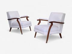 Maison Leleu Maison Leleu Style French Modern White Mohair Wood Lounge Chairs 1970s - 4325058