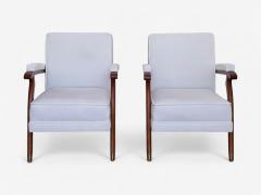 Maison Leleu Maison Leleu Style French Modern White Mohair Wood Lounge Chairs 1970s - 4325060