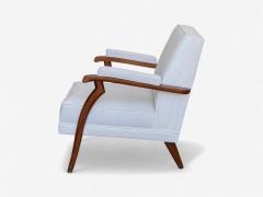 Maison Leleu Maison Leleu Style French Modern White Mohair Wood Lounge Chairs 1970s - 4325066