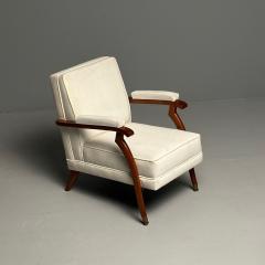 Maison Leleu Pair of French Mid Century Modern Maison Leleu Style Lounge Arm Chairs Mohair - 3380908