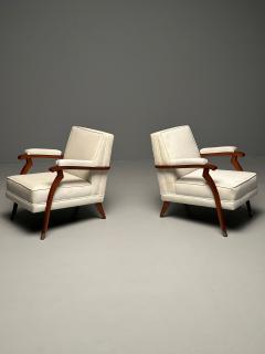 Maison Leleu Pair of French Mid Century Modern Maison Leleu Style Lounge Arm Chairs Mohair - 3380910