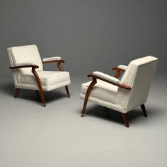 Maison Leleu Pair of French Mid Century Modern Maison Leleu Style Lounge Arm Chairs Mohair - 3380911