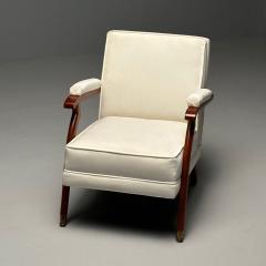Maison Leleu Pair of French Mid Century Modern Maison Leleu Style Lounge Arm Chairs Mohair - 3380915