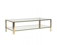 Maison Malabert Two Tier Malabert Brass and Glass Coffee Table - 4288550