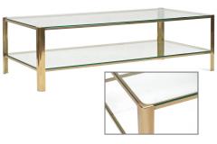 Maison Malabert Two Tier Malabert Brass and Glass Coffee Table - 4288552