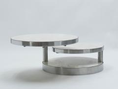 Maison Mercier Freres French Maison Mercier Three tier marble swivel coffee table 1970s - 1336053