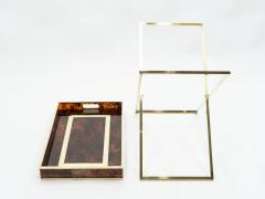 Maison Mercier Freres Rare French side tray table Faux Tortoise brass Maison Mercier 1970s - 1546272