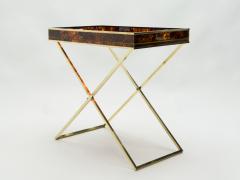 Maison Mercier Freres Rare French side tray table Faux Tortoise brass Maison Mercier 1970s - 1546278