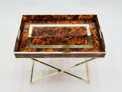 Maison Mercier Freres Rare French side tray table Faux Tortoise brass Maison Mercier 1970s - 1546279