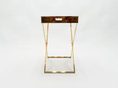 Maison Mercier Freres Rare French side tray table Faux Tortoise brass Maison Mercier 1970s - 1546281