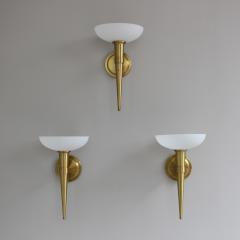 Maison Perzel 3 Fine French 1950s Glass and Bronze Torch Sconces by Atelier Perzel - 4735971