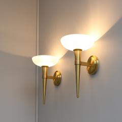 Maison Perzel 3 Fine French 1950s Glass and Bronze Torch Sconces by Atelier Perzel - 4736229
