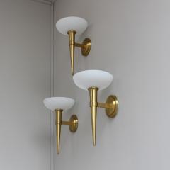 Maison Perzel 3 Fine French 1950s Glass and Bronze Torch Sconces by Atelier Perzel - 4736256