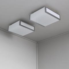 Maison Perzel Pair of Fine French Art Deco Glass and Chrome Ceiling Wall lights by Perzel - 4679007