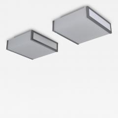 Maison Perzel Pair of Fine French Art Deco Glass and Chrome Ceiling Wall lights by Perzel - 4738005