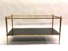 Maison Ramsay French Gilt Iron and Leather Modern Neoclassical Cocktail Table by Maison Ramsay - 1630202
