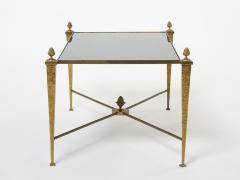 Maison Ramsay French Maison Ramsay gilded wrought iron opaline coffee table 1960s - 2503327