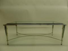 Maison Ramsay French Modern Neoclassical Polished Nickel and Glass Coffee Table Maison Ramsay - 1707355