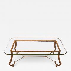 Maison Ramsay Maison Ramsay Artisan Coffee Table in Gilt Wrought Iron 1940s - 2819825