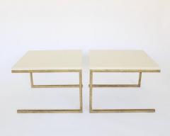 Maison Ramsay PAIR OF CREAM LACQUERED TOP GILDED IRON FRAME WORK MAISON RAMSAY SIDE TABLES - 2238959