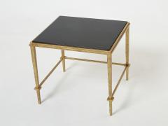 Maison Ramsay Pair of French Maison Ramsay end tables gilded iron black lacquer 1950 - 2677501