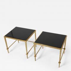 Maison Ramsay Pair of French Maison Ramsay end tables gilded iron black lacquer 1950 - 3020730