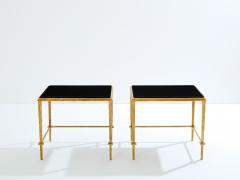 Maison Ramsay Pair of Maison Ramsay side tables gilt iron black lacquer 1950 - 3916515