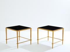 Maison Ramsay Pair of Maison Ramsay side tables gilt iron black lacquer 1950 - 3916516