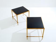 Maison Ramsay Pair of Maison Ramsay side tables gilt iron black lacquer 1950 - 3916517