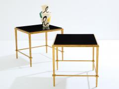 Maison Ramsay Pair of Maison Ramsay side tables gilt iron black lacquer 1950 - 3916518